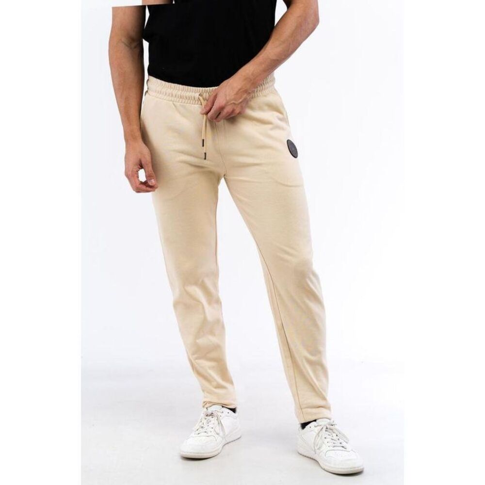 Cavalli Class Cotton Athletic Pants Men Beige Bottoms